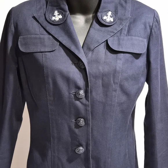 Vtg 50s US Navy WAVES Wool Jacket Halle Bros Co. Nautical Blazer - Picture 2 of 10